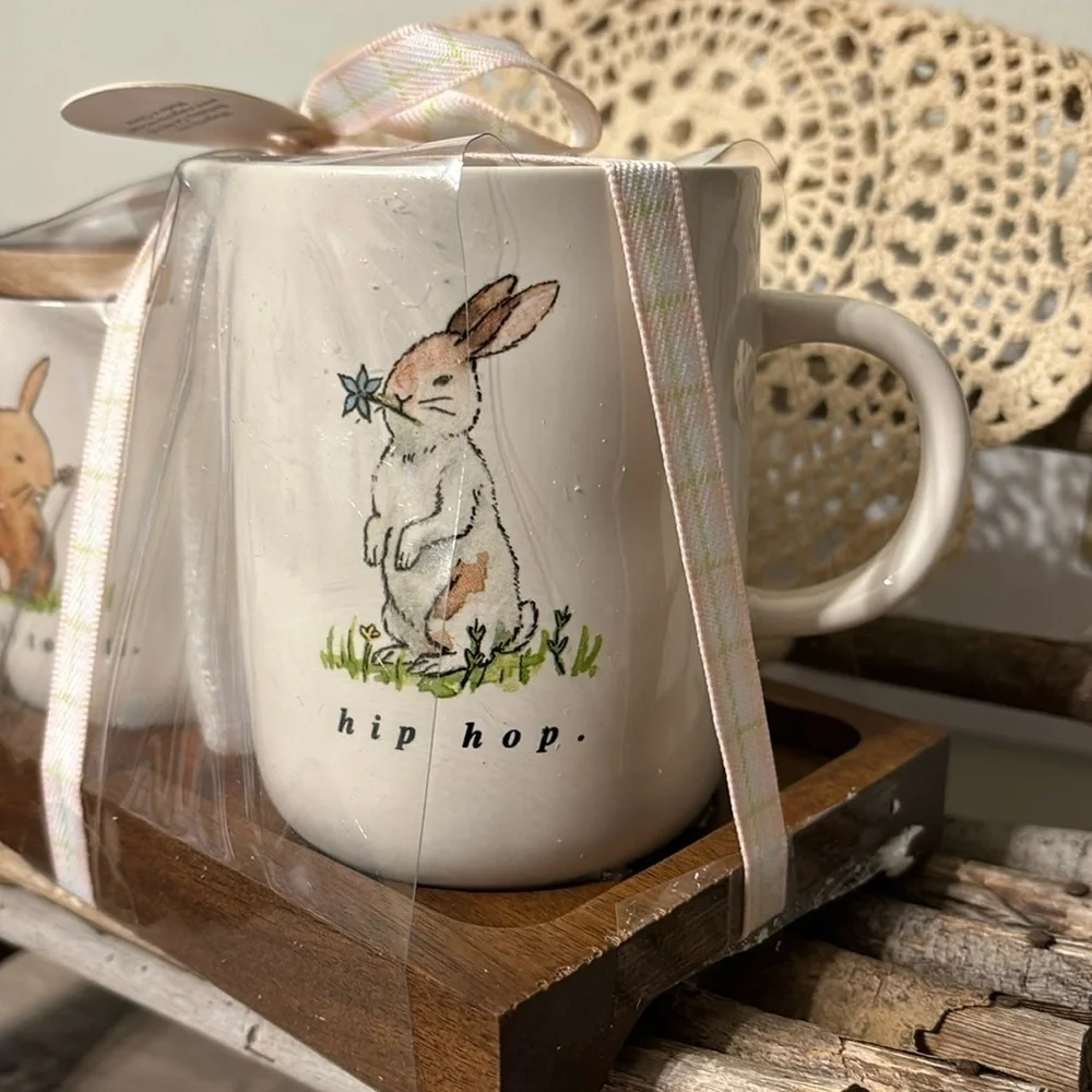 NEW RAE DUNN HIP HOP AND HOP TO IT Rabbit Sugar And Creamer Set